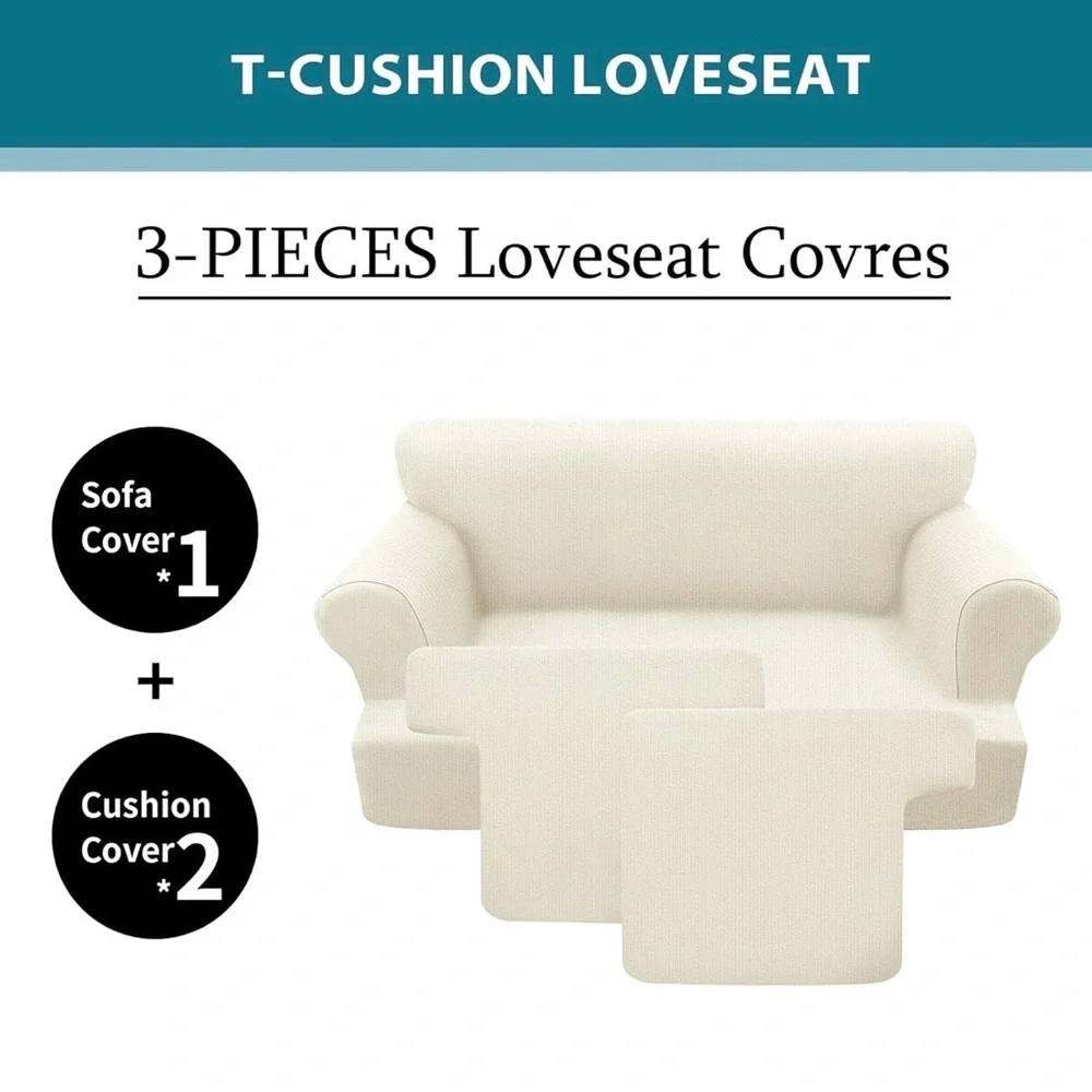molasofa Leather Look T-Cushion Loveseat Slipcover with 2 Individual covers